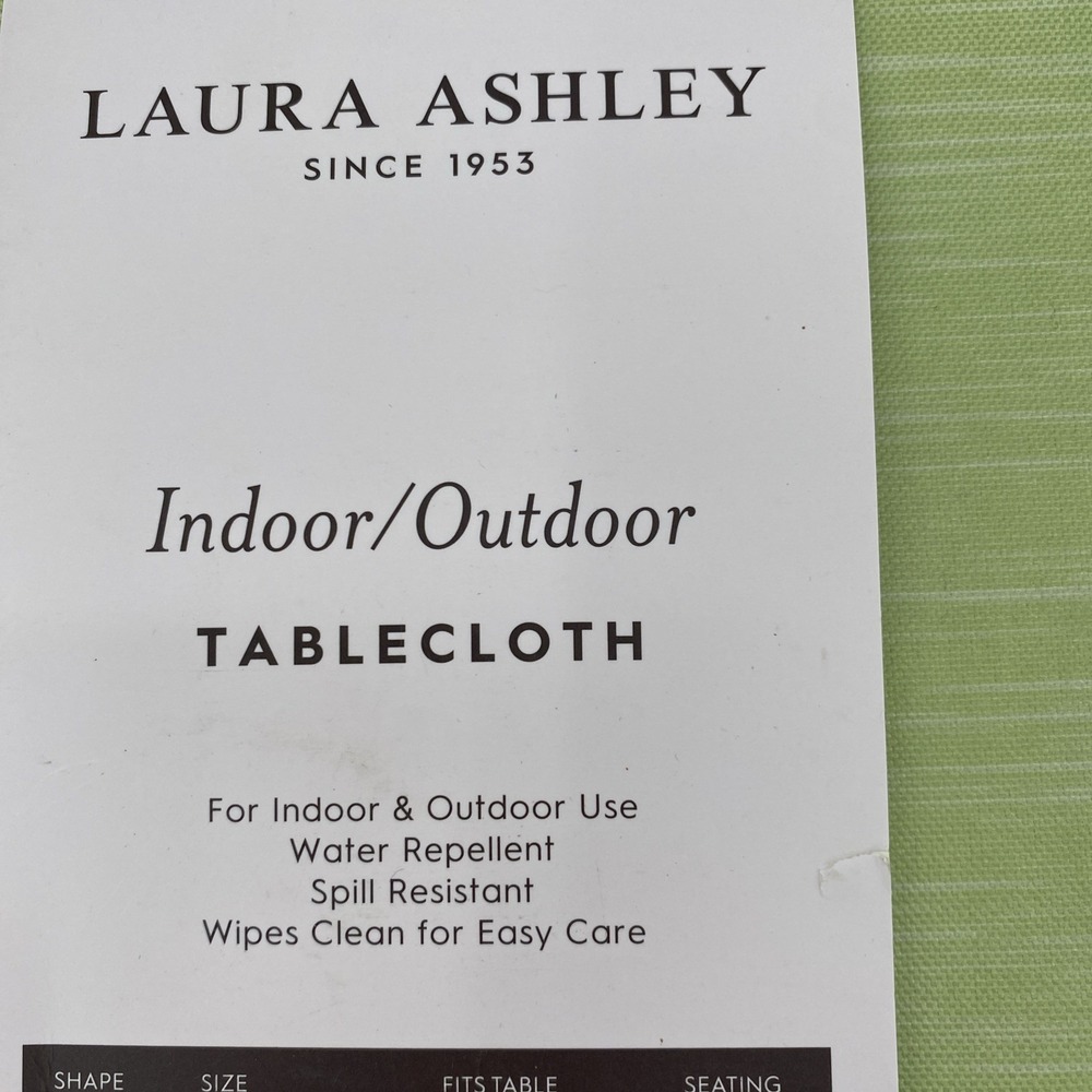Laura Ashley Tablecloth 60x84 Lime Green Easy Care Indoor Outdoor Spring Summer - Picture 7 of 11